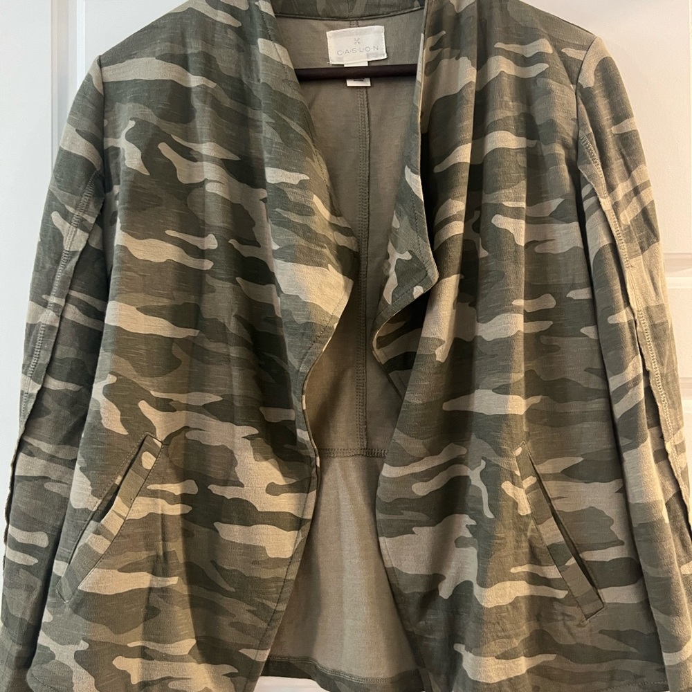 Caslon Camouflage Open Front Blazer